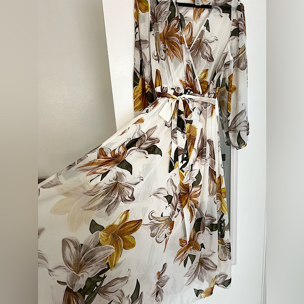 En Focus Women Floral A Line Wrap Flare Summer Dress